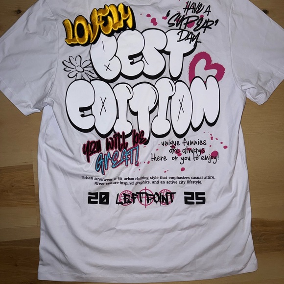 Left Point White Rhinestone Graphic Tee - Picture 3 of 3